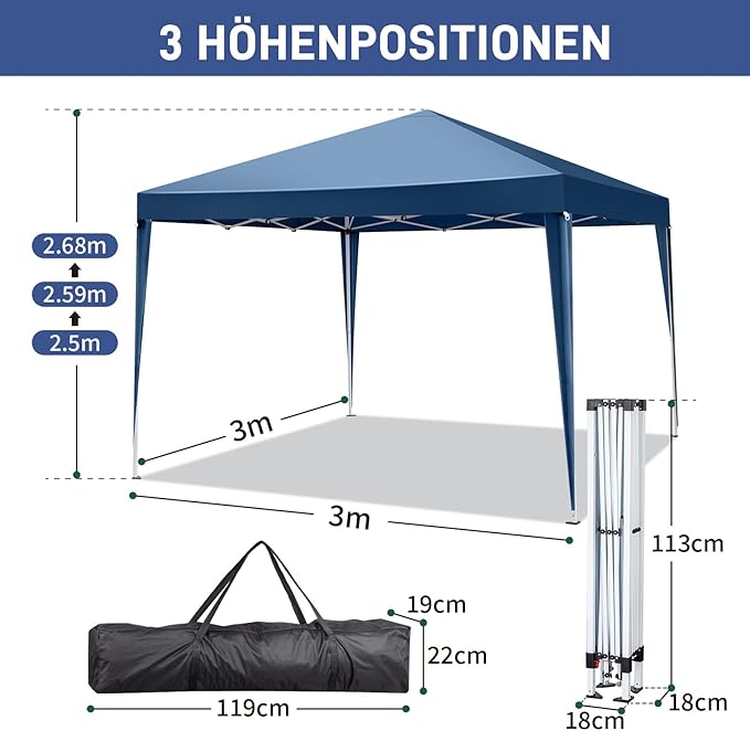 Outvita 10x10ft Ez Pop Up Canopy, Portable Instant Canopy Tent with 4 SideWalls for Outdoor Events, Party, Wedding, Birthday,Graduation