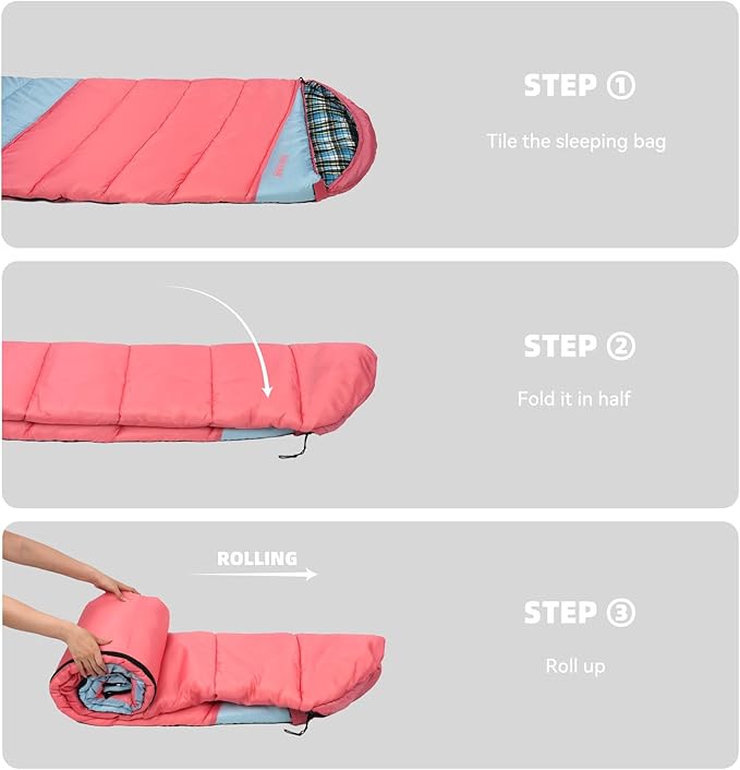 Cotton Flannel Liner Sleeping Bag for Adults Teens Kids, Cold Weather & Warm, 3 Seasons, Lightweight Compact Camping Essentials Equipment, Hiking, Outdoor, Travel