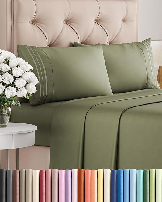 Cal King Size 4 Piece Sheet Set - Comfy Breathable & Cooling Bed Sheets Set - Hotel Luxury Bedding for Women, Men, Kids, Teens, Boys & Girls - Deep Pockets, Soft, Wrinkle Free - Oeko-Tex - Sage Green