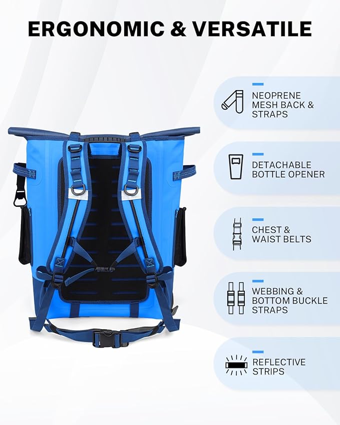 Gonex Cooler Backpack, 40 Can Insulated Soft Backpack Cooler Bag for Men Women, Waterproof Nylon TPU Cooler Backpack for Beach, Picnic, Lunch and Camping