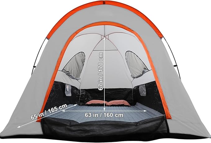 Happybuy Truck Bed Tent, 5.5'-6' Pickup Truck Tent with Rain Cover and Carry Bag, Waterproof PU2000mm Double Layer for Camping, Accommodating 2-3 People, Ideal for Camping Travel