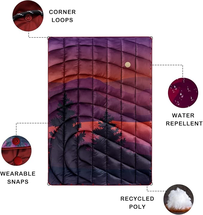 Camping Blanket,Lightweight Puffy Printed Camping Blanket Packable Outdoor Blanket for Camping,Traveling, Stadium, Hiking, Picnics