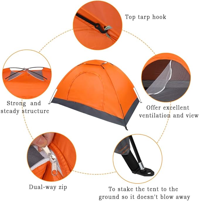 Camping Tent Dome Tent for Camping, Lightweight Portable Backpacking Tent, Family Dome Tent Small Easy Set Up Shelter Outdoor Camping Accessories for Camping, Hiking, Mountaineering or Beach