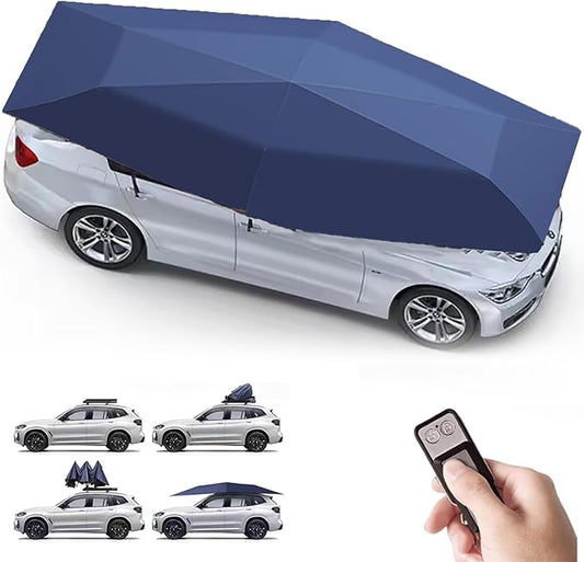 Portable Automatic Car Cover Umbrella, Outdoor Car Tent, Remote Control Car Roof Top Canopy, Car Shelter Sunshade, Universal Auto Protection Blue-5.2m
