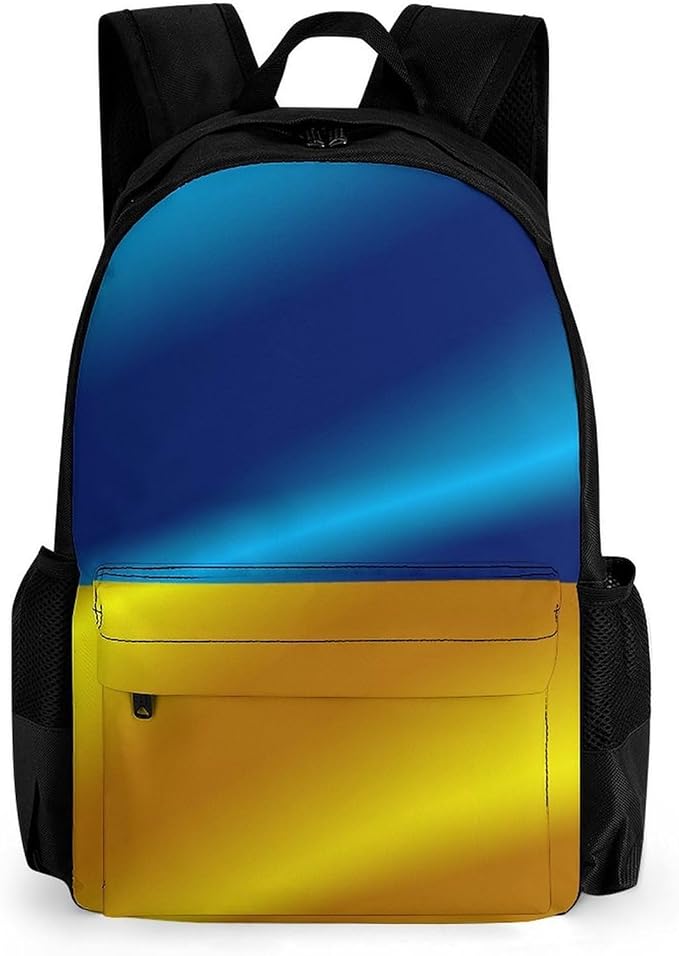 Men Women Polyester Flag Of Ukraine Daypack Bookbag Big Capacity Shoulder Bag With Padded Straps for Climbing Travel Walking Cycling