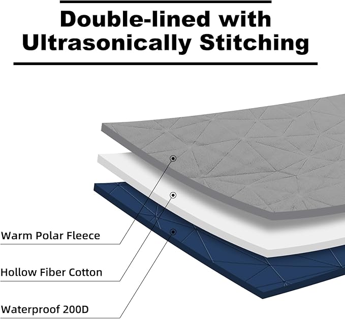 Outdoor Waterproof Blanket, Foldable Fleece Stadium Blanket for Outdoor Sports Event, Camping, Car, Pet, Picnics - Windproof, Wearable, Machine Washable 80" x 58" (Dark Blue)