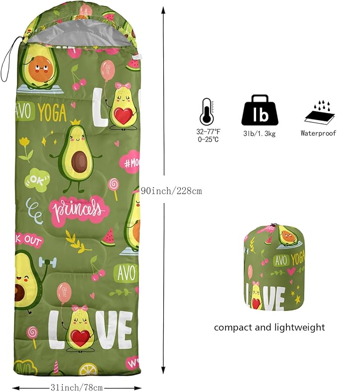 Sleeping Bags for Adults and Kids Camping Sleeping Bags for Girls and Boys Lightweight Waterproof Cold/Warm Sleeping Bag for 3 Season