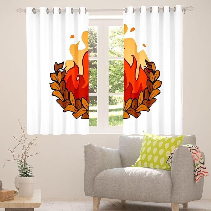 Erosebridal Camper Blackout Curtains for Bedroom Living Room Happy Camping Window Curtains 2 Panels 38" Wx45 L Adventure Campfire Drapes,Rustic Farmhouse Window Treatments
