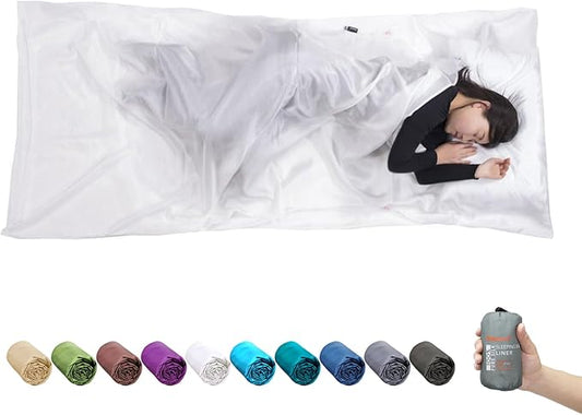 BROWINT Silk Sleeping Bag Liner, Silk Sleep Sack, Extra Wide 87"x43", Lightweight Travel Sheet for Hotels, More Colors for Option, Reinforced Gussets