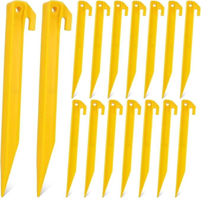 80 PCS Plastic Tent Stakes 9 Inch Heavy Duty Tent Pegs Spike Hook for Camping Outdoor Sand Beach Halloween Christmas Garden Lawn Stakes, Light Safe Tent Stakes Sturdy Canopy Stakes Accessories