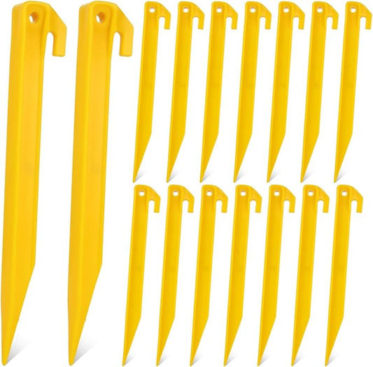 80 PCS Plastic Tent Stakes 9 Inch Heavy Duty Tent Pegs Spike Hook for Camping Outdoor Sand Beach Halloween Christmas Garden Lawn Stakes, Light Safe Tent Stakes Sturdy Canopy Stakes Accessories