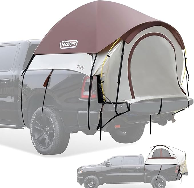Tecoom Truck Bed Tent, Double Layer Waterproof PU3000mm for 5.5-6.7ft, Portable 2/3 Person Compact Full Size Pickup with Rain Fly for Back of Camping Beach