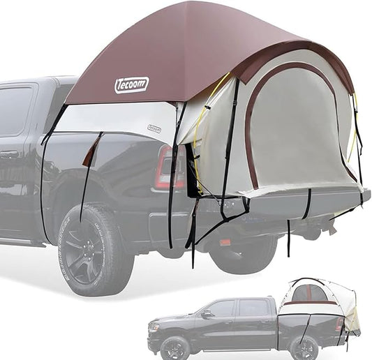 Tecoom Truck Bed Tent, Double Layer Waterproof PU3000mm for 5.5-6.7ft, Portable 2/3 Person Compact Full Size Pickup with Rain Fly for Back of Camping Beach