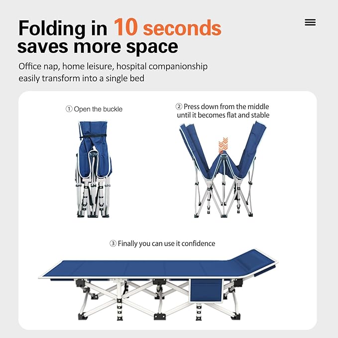 Camping Cot with Comfortable Mat 2 Pack Cots for Sleeping with Pad Heavy Duty Camping Bed Sleeping Cot with Carry Bag Folding Cots for Adults Home Office Nap Vocation Outdoor Indoor Easy to Set Up