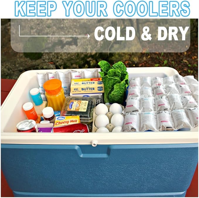 RAINBOW Dry Ice Packs for Shipping Long Lasting, Reusable Cold Ice Pack Sheets for Lunch Box, Flexible Dry Ice Packs for Coolers, Dry Ice for Shipping Frozen Food, 24 Ice Cells Each Sheet, 24 Sheets