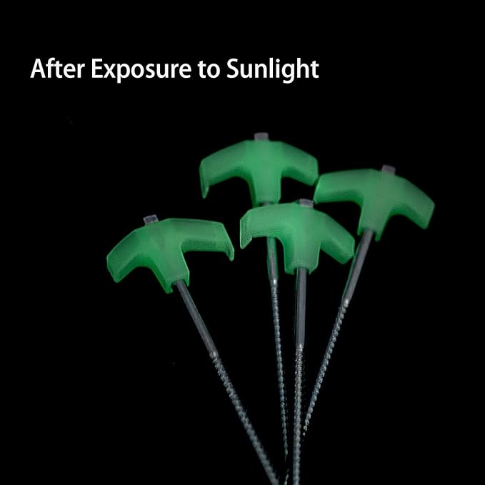 15 Pcs Super Heavy Duty Threaded Tent Stakes - Screw Style Glow-in-The-Dark Ground Anchor Pegs with 13MM Hex Drill Adapter and Storage Bag