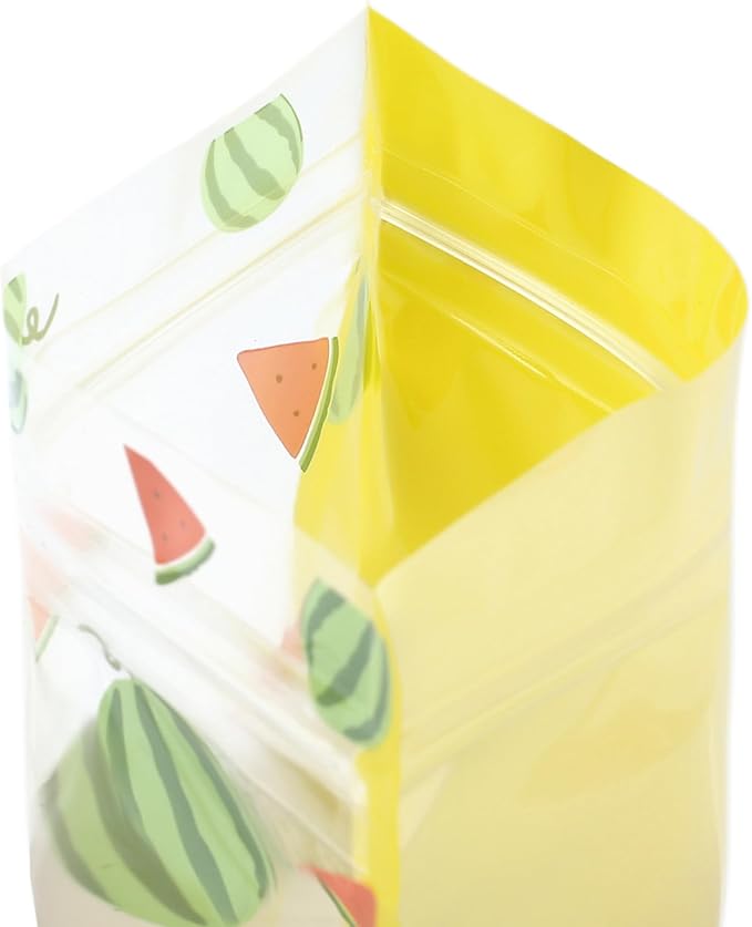 QQ Studio 100 PCS Clear Print Poly Plastic Color Empty Hangover Starter Kit with Resealable Zipper Seal Lock (Watermelon, 5.12 inch x 5.12 inch)