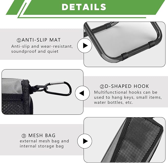 Portable Folding Stool-Handbag Style Stool-Compact Lightweight with Carry Bag, Foldable Chair for Outdoor Fishing, Hiking (Grey, L-Suitable Weights 160 to 220 LBS)