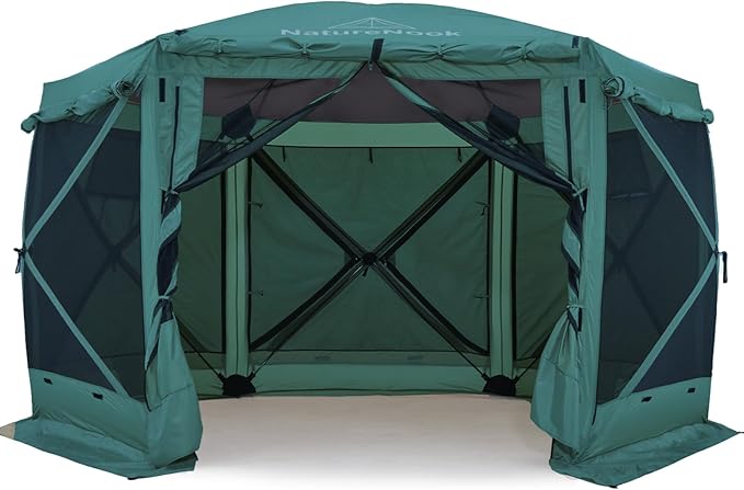 Canopy Tent Pop up Canopy Gazebo Tents for Camping 12x12 FT Screen Tent Outdoor Shade Portable Gazebos with Awnings Patio Screen Houses with Sidewalls Family 8 Person 6 Sided Shelter