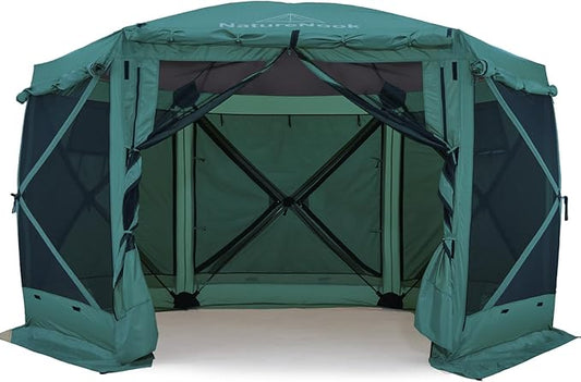 Canopy Tent Pop up Canopy Gazebo Tents for Camping 12x12 FT Screen Tent Outdoor Shade Portable Gazebos with Awnings Patio Screen Houses with Sidewalls Family 8 Person 6 Sided Shelter