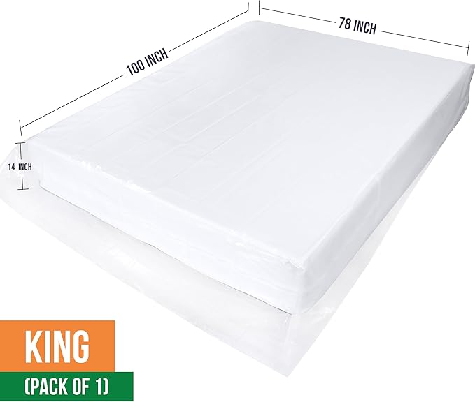 Utopia Home King Size Mattress Cover for Moving, 2 Mil Thick Plastic Mattress Bag for Disposal, Mattress Encasement Fits Mattresses up to 14 Inches, Mattress Bags for Moving