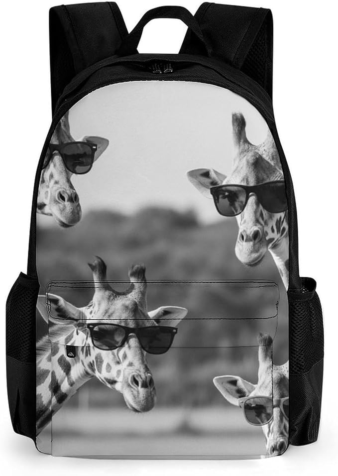 Men Women Lightweight Funny Giraffes Family Set Casual Daypack Large Capacity Bookbag With Adjustable Shoulder Straps for Gym Business Bicycle