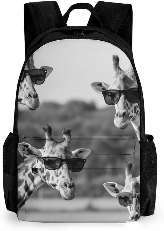 Men Women Lightweight Funny Giraffes Family Set Casual Daypack Large Capacity Bookbag With Adjustable Shoulder Straps for Gym Business Bicycle