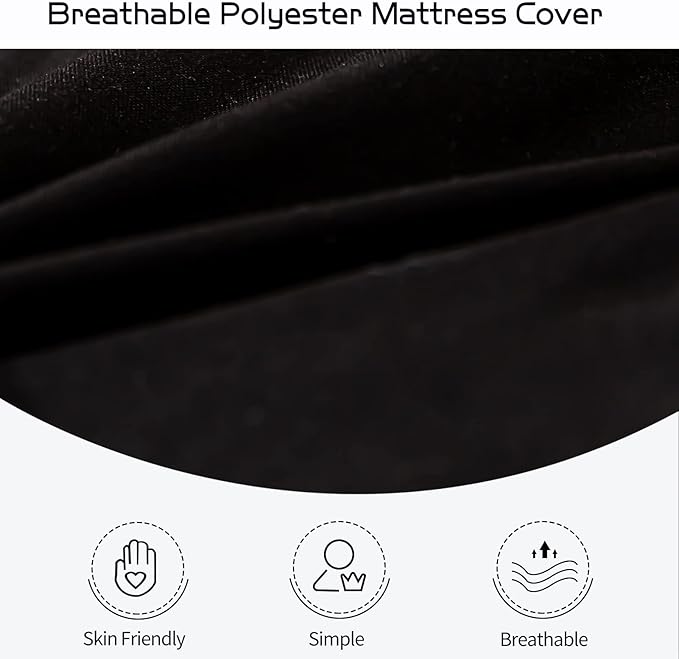 MAXYOYO King Bed Mattress Japanese Floor Futon Mattress, King Tatami Pad Camping Floor Bed Topper, Easy to Foldable and Portable, Floor Futon Couch, Black