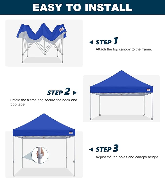 MASTERCANOPY Pop Up Canopy Tent Commercial Grade 10x10 Instant Shelter (Blue)