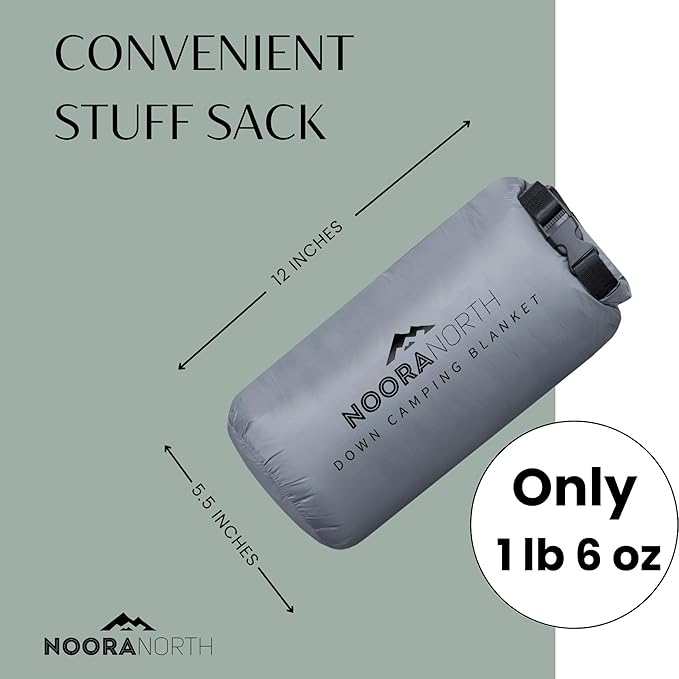 Down Camping Blanket with Footbox – Lightweight, Packable, Water Resistant Backpacking Quilt & Warm Puffy Compact Outdoor Throw – 52x77 with Stuff Sack for Stadium, Hiking & Travel