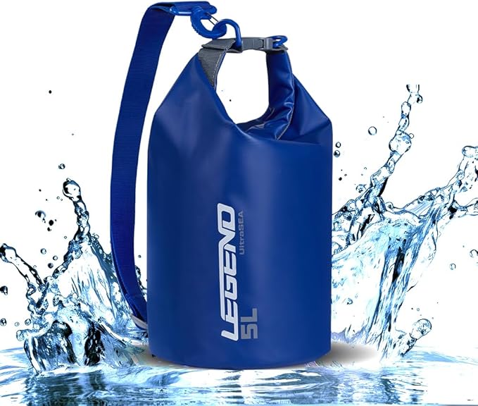 Legend UltraSEA Waterproof Dry Bag 5L/10L/20L/30L - Drybag Waterproof Bag for Kayaking, Swimming & Travel, Roll Top Floating Dry Bag, Lightweight Dry Sack for Boating, Rafting and Beach - 5L Blue