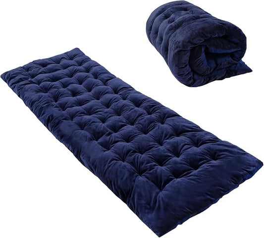 REDCAMP Folding Cot Pads for Sleeping Extra Thick, Soft Comfortable Velvet & Corduroy Cotton Camping Cot Mattress Pad for Backpacking Hiking, Black Blue Brown Grey 75x30 inches