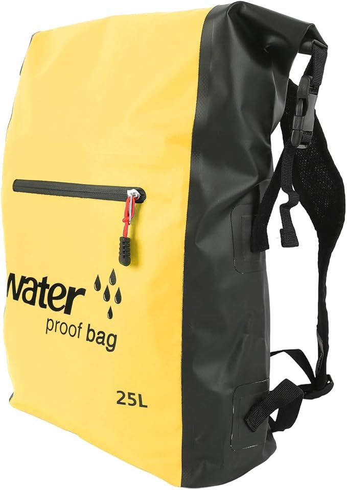 Luqeeg 25L Dry Wet Separation Backpack PVC Lightweight Outdoor Dry Sacks, Dry Bag, Dry Storage Bag for Kayaking, Rafting, Boating, Swimming, Camping, Hiking, Beach (Yellow)