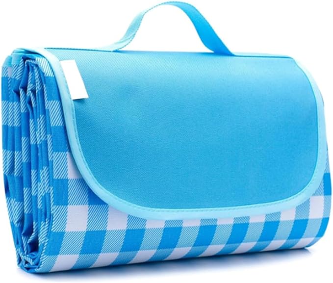 Extra Large Picnic Blanket Beach Blankets, Outdoor Foldable Waterproof Sand Mat for Beach Camping Hiking Travel Family Concerts Grass Park Music Festival Lawn Mats (Blue, 80x80inch)