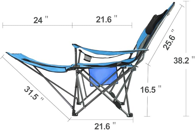 OUTDOOR LIVING SUNTIME Camping Folding Portable Mesh Chair with Removabel Footrest