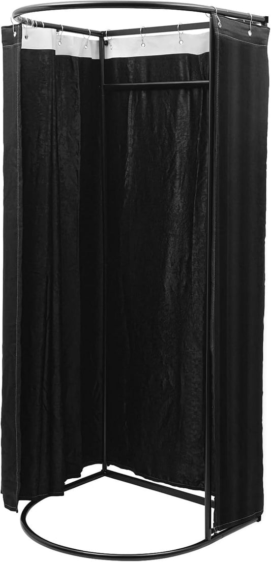 Clothing Store Fitting Room, Dressing Room, Removable Portable Changing Room Tent, Fitting Room for Boutique, Privacy Dressing Room for Indoor Outdoor House Office Shopping Mall (D-Shaped-Black)
