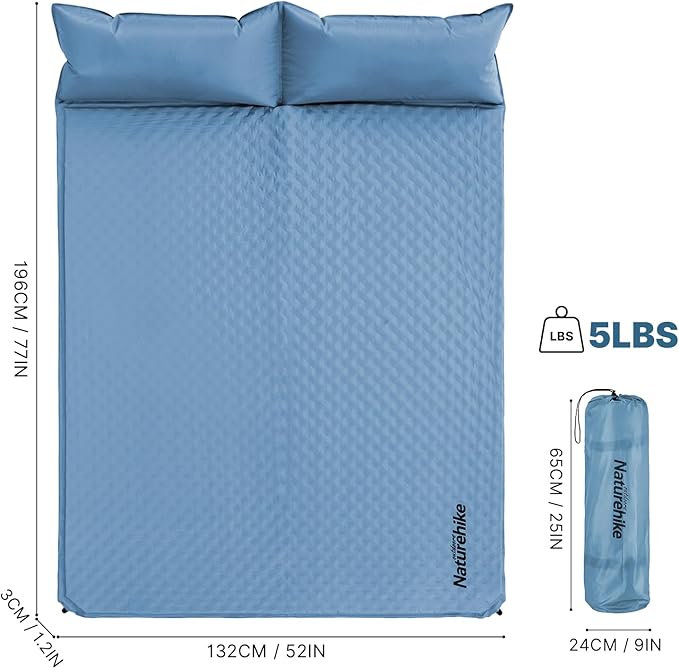 Naturehike Camping Sleeping Pad with Quick-Inflating, Ultralight Memory Foam Sleeping Mat for Camping Backpacking Hiking Traveling Tent, Blue