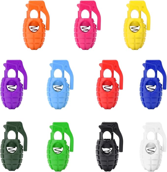 50Pcs Assorted Color Plastic Spring Cord Lock for Shoelaces, Cord Stop Toggle Stoppers for Drawstring, Paracord Clip, Glove Elastic String Lock