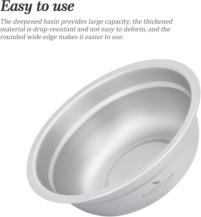 Boundless Voyage Titanium Camping Plate Bowl Set Rice Soup Salad Stackable Serving Bowls Ultralight Dinnerware Set Dishwasher Safe 750ml ti1145T