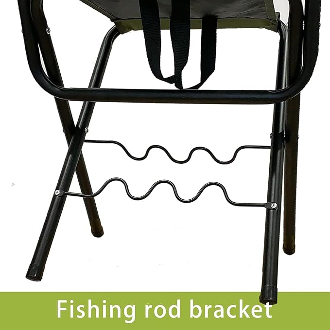 LEADALLWAY Fishing Chair with Rod Holder Portable Folding Camping Stool Small Chair (Green Large)