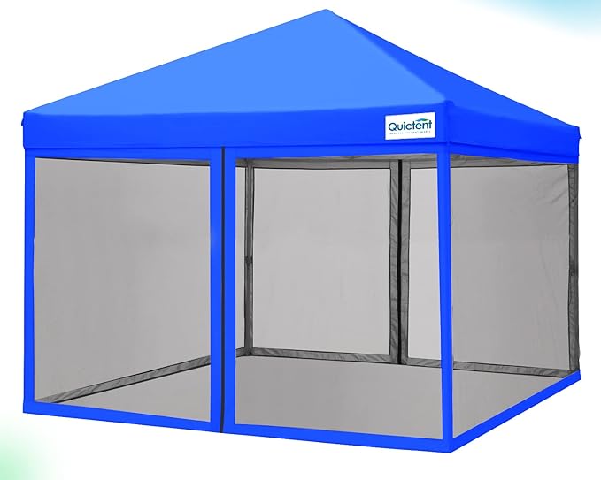 Quictent 10'x10' Easy Pop up Canopy Tent with Netting Screened, Outdoor Instant Portable Gazebo Screen House Room Tent -Fully Sealed, Waterproof & Roller Bag Included (Royal Blue)