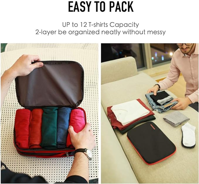 Bee Nesting Compression Packing Cube 2-Layer Travel Luggage Organizer with Wet Dry Separation Expandable Space Saver Bag for Suitcase and Backpack