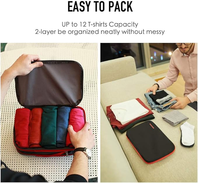 Bee Nesting Compression Packing Cube 2-Layer Travel Luggage Organizer with Wet Dry Separation Expandable Space Saver Bag for Suitcase and Backpack