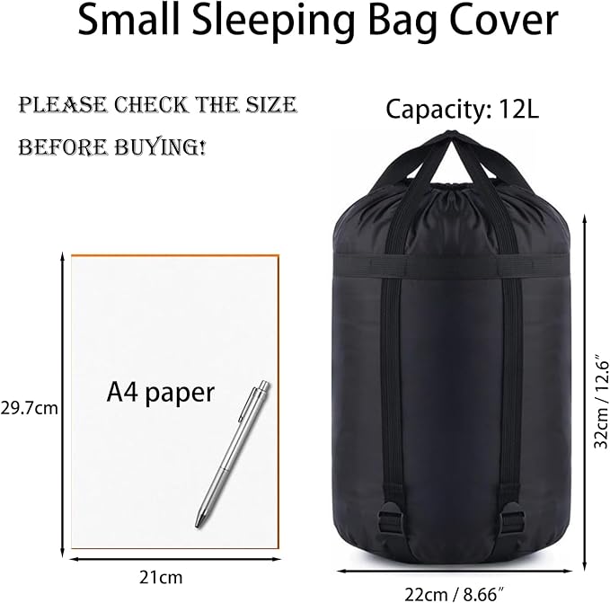 MOOCY Compression Stuff Sack, 12L/45L Sleeping Bag Cover Sack Sleeping Bags Storage Stuff Sack Organizer - Great Sleeping Bags Clothes Camping Hiking Backpacking