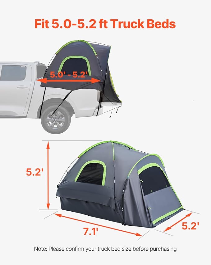VEVOR SUV and Pickup Truck Camping Tents, Waterproof Double Layer Design with Carry Bag, Accommodates 2-9 Persons for Outdoor Activities