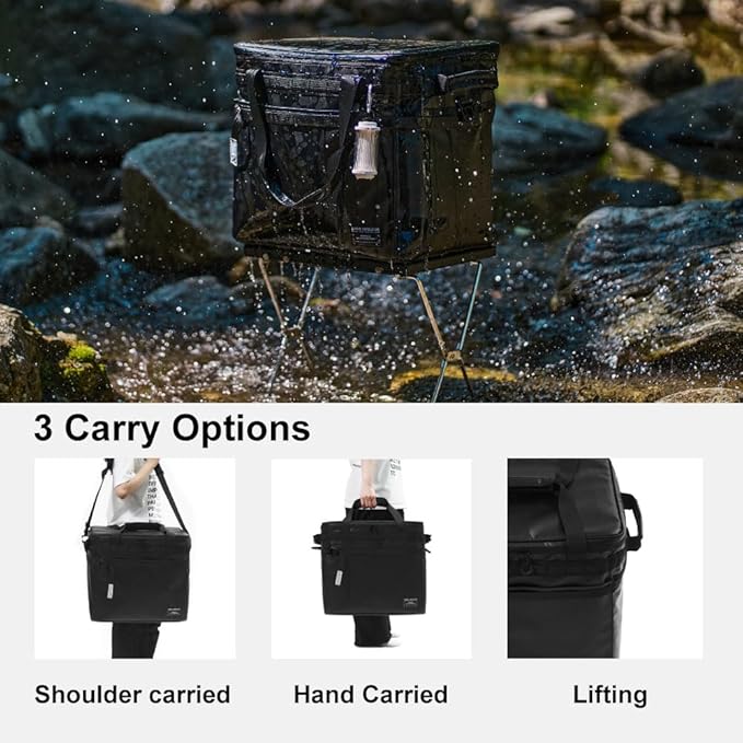 Collapsible Soft Cooler Bag, 48 Can Collapsible Insulated Ice Chest, Large Leakproof Camping & Travel Cooler Bag for Camping, Beach,Car, Fishing, Outdoor, Picnic- 35 Quart