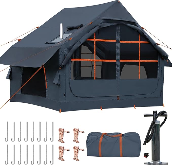 Inflatable Tents for Camping,Easy Blow Up Tent with Hand Pump,4 Seasons Waterproof Air Inflatable Camping Tent House for Family Weekend Camping