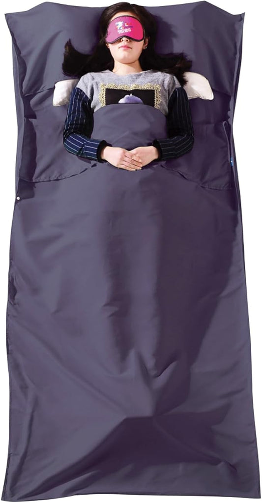 TRIWONDER Sleeping Bag Liner Cotton Camping Travel Sheet Sleep Sack Adult for Hostels Outdoor Picnic Planes Trains
