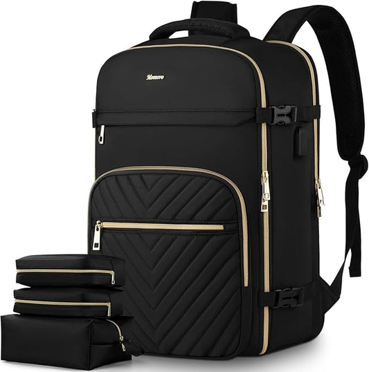 MOMUVO Large Travel Backpack Sets for Women,Carry On Backpack Flight Approved,Laptop Backpack Luggage Backpack with USB Charging Port,18.4 Inch