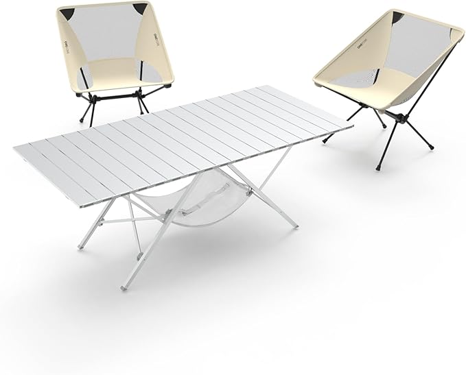 ONEFOREST Camping Table and 2 Camping Chairs, Portable Camping Set, Lightweight Carry Table and Chair for Outdoor Hiking Picnics BBQ Cooking